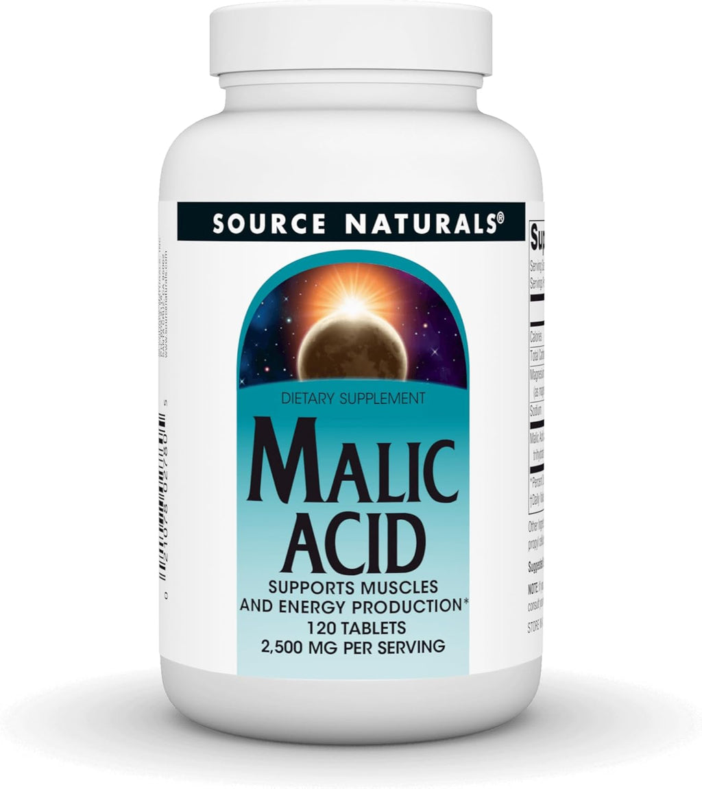 Source Naturals Malic Acid, Supports Muscles and Energy Production*, 2,500 mg - 120 Tablets