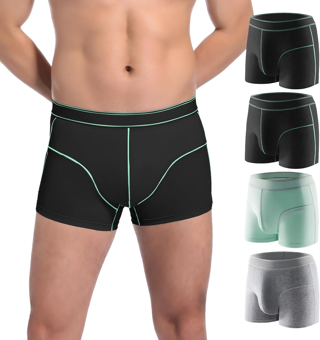 Carer Mens Incontinence Underwear Washable Leak-Proof Reusable Absorbent Underwear for Bladder Leak Urinary Protective Boxer Briefs Pants (2 Black/Gray/Green, Large)