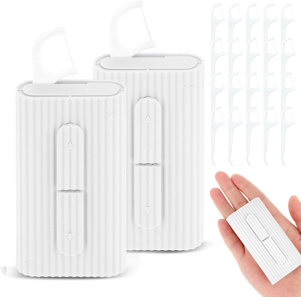 Portable Dental Floss Case, 2 Pcs Refillable Travel Floss Pick Dispenser Storage Organizer Box Storage 20 Pcs Teeth Cleaning Picks for Oral Care Teeth Cleaning Perfect Tool
