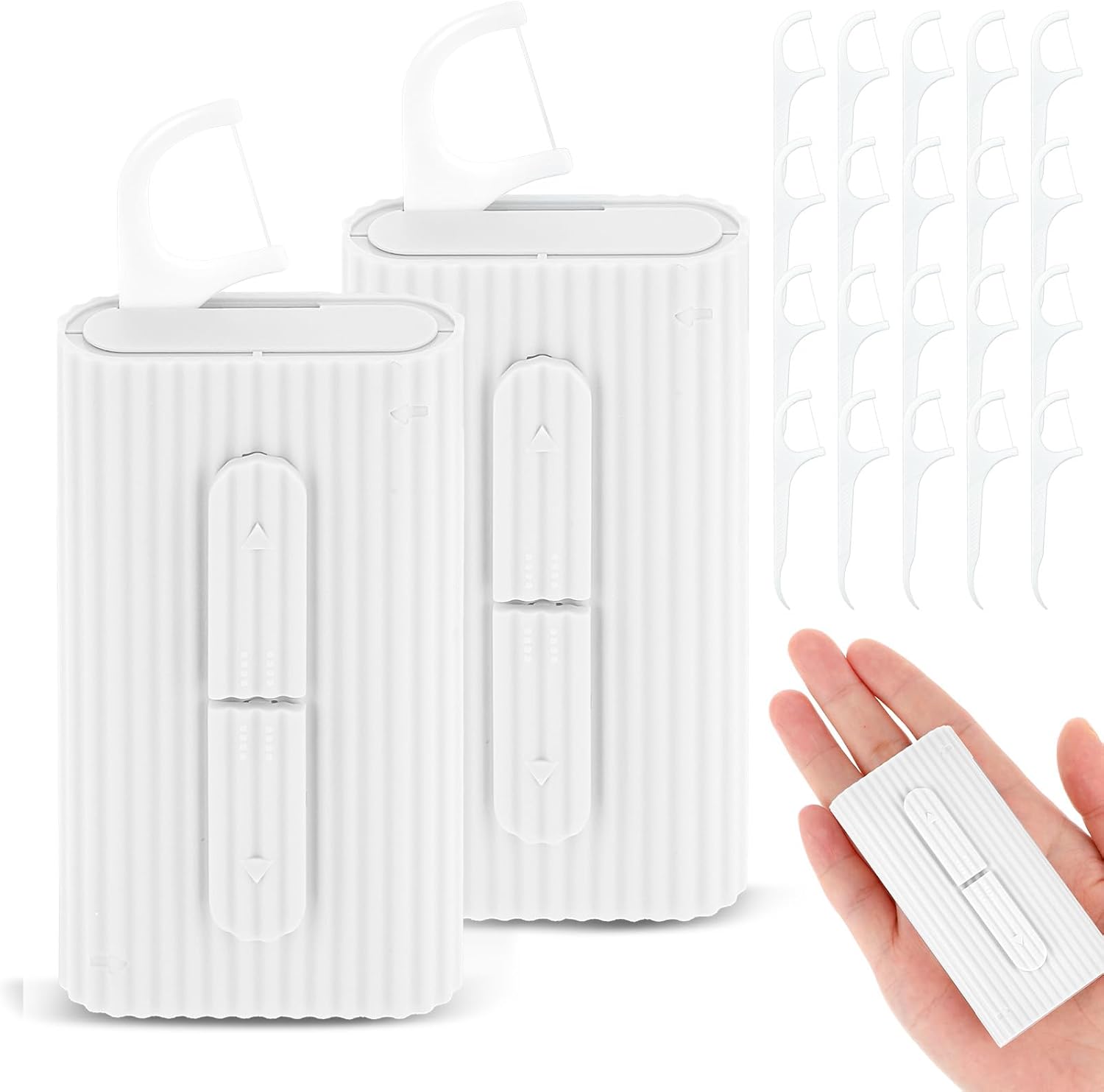 Portable Dental Floss Case, 2 Pcs Refillable Travel Floss Pick Dispenser Storage Organizer Box Storage 20 Pcs Teeth Cleaning Picks for Oral Care Teeth Cleaning Perfect Tool