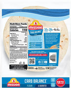 Mission Carb Balance Burrito 10" Flour Tortilla 2 Pack | 6 ct., 15 oz. | (12 Tortillas) | Low Carb, Keto Friendly | High Fiber, No Sugar