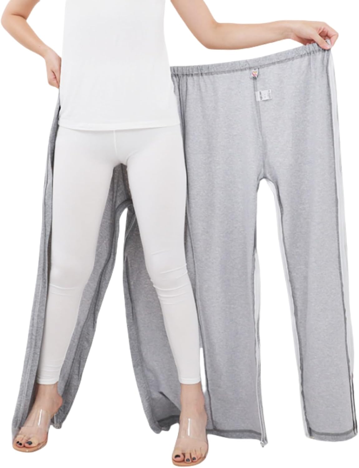 WEEOATAR Unisex Patient Pants,Bedridden Patient Clothing,Disability Clothing with Zippers,Hospital Gowns Nursing Aid