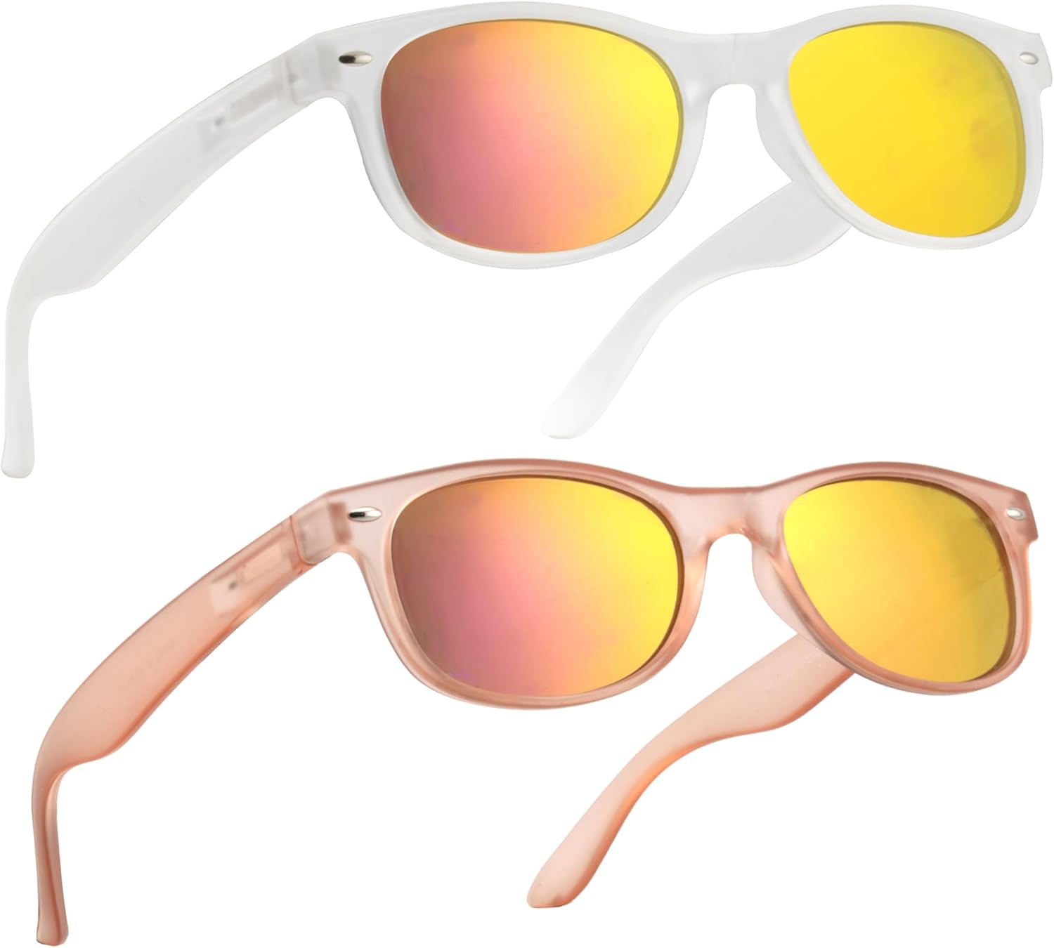 2 Pack Reader Sunglasses for Men Women Classic Rectangle Reading Glasses Outdoor Full Lenses Magnifying Eyewear UV Protection Clear Pink/Pink+1.0