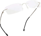 LifeArt Blue Light Blocking Computer Reading Glasses,Men's and Women's Rimless Frame (Silver, +2.75 Magnification)