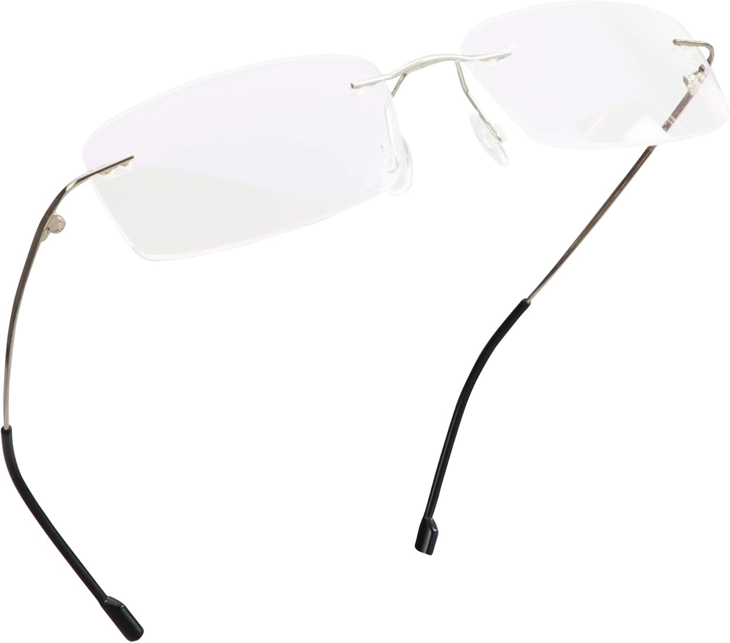 LifeArt Blue Light Blocking Computer Reading Glasses,Men's and Women's Rimless Frame (Silver, +2.75 Magnification)
