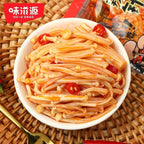 Fresh spicy golden enoki mushroom,spicy strips,Chinese specialty food,red oil enoki mushroom，seasoned dishes,Instant snacks，Latiao，Vegetarian snacks， Instant Dishes (20 packs)