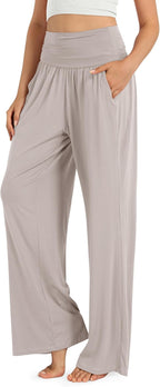 ODODOS Women's Wide Leg Palazzo Lounge Pants with Pockets Light Weight Loose Comfy Casual Pajama Pants-26/28/30"/32" Inseam