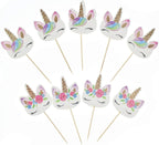 72 Pack Rainbow Unicorn Cupcake Toppers, Double Sided Unicorn Cupcake Toppers Glitter Pegasus for Cupcake Party , Wedding Decoration