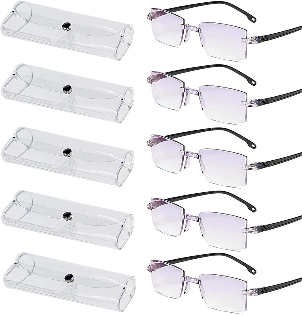 New Diamond-Cut Bifocal Progressive and Anti-Blue Eyewear, Far and Near Dual-Use Rimless Ultralight Reading Glasses