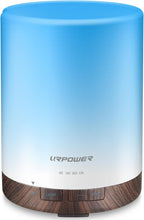 URPOWER 300ml Essential Oil Diffuser Ultrasonic Air Humidifier AUTO Shut Off Aromatherapy Scent Diffuser Night Light 7 Color Changing LED Lights and 4 Timer Settings for Home Office Yoga