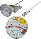 Milk Frothing Thermometer for Coffee Chocolate - Cappuccino Frothy Milk Foam Stainless Steel Thermometer for 12 Oz, 20 Oz and 32 Oz Espresso Steaming Pitchers 2" Dail 5" Stem