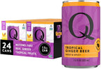 Q TROPICAL GINGER BEER with Real Ginger, Tropical Fruits & Organic Agave - Ideal for Cocktails & Mocktails - Real Ingredients & Perfectly Carbonated - 90 Calories per Can - 7.5 Fl Oz Cans (Pack of 24)