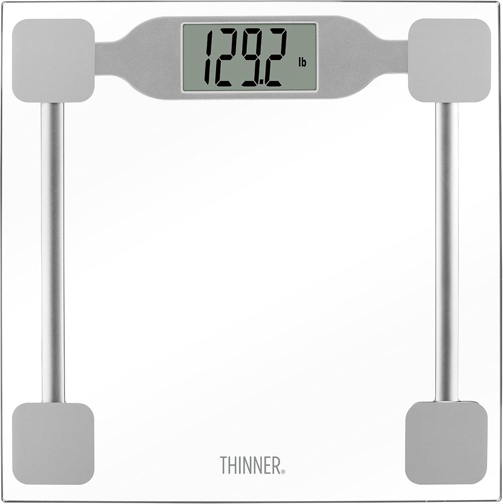 Thinner by Conair Scale for Body Weight, Digital Bathroom Scale in Clear Tempered Glass