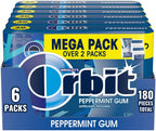 ORBIT Peppermint Sugar Free Chewing Gum Travel Essentials Mint Spring Break Travel Gum, 30 Ct Mega Pack