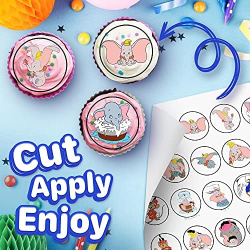 30 x Edible Cupcake Toppers – Dumbo Elephant Themed Collection of Edible Cake Decorations | Uncut Edible on Wafer Sheet