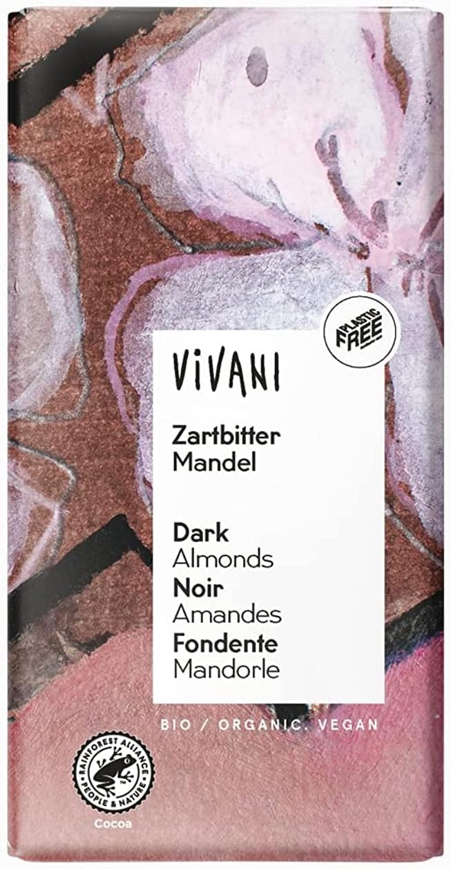 VIVANI Organic Dark Chocolate Whole Almonds, 100 GR