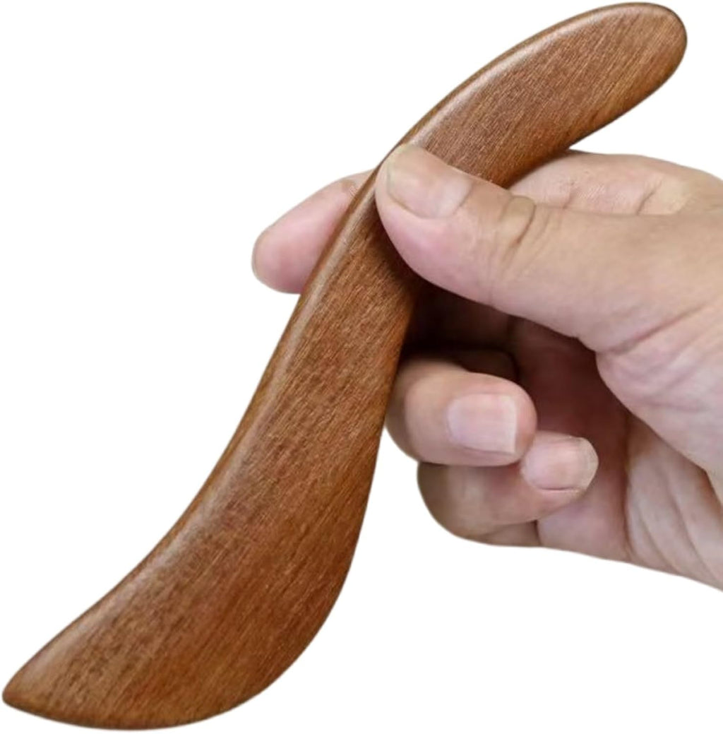 Traditional Sandalwood Muscle Gua Sha Scraper Tool, Natural Wood Scraping Board for Body Therapy, Muscle Relief and Lymphatic Drainage, 1 PCS