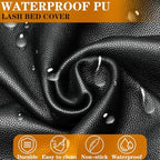 Wipeable Lash Bed Cover Massage Table Cover Waterproof and Reusable Wax Bed Cover for Esthetician, High Elasticity Vegan Leather Tablecloths for 6 FT Rectangular Table (Black)