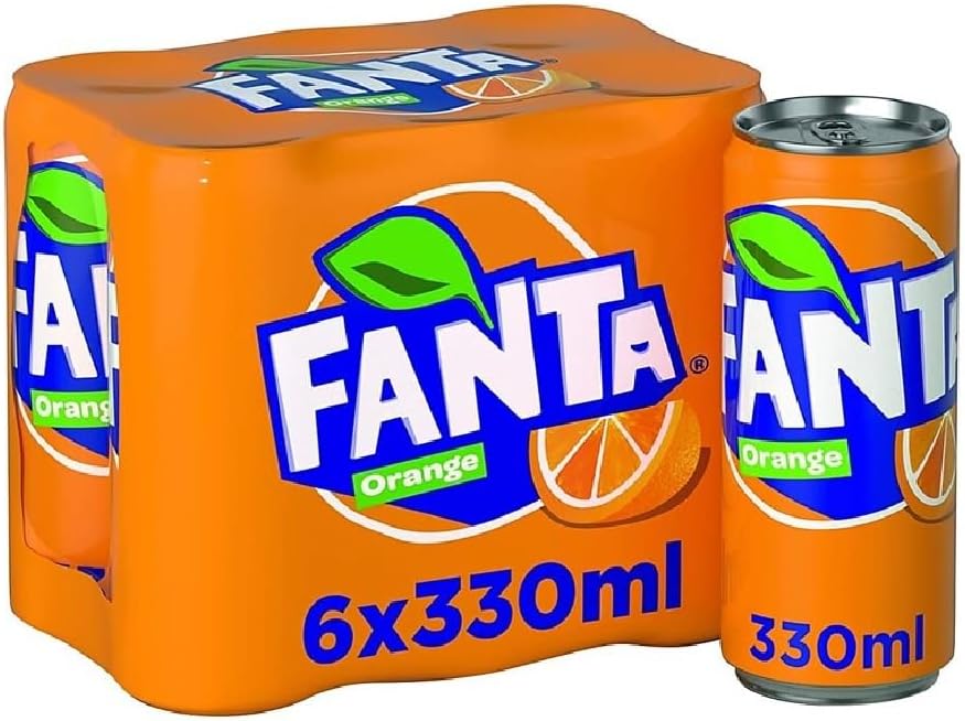 Original European FANTA Orange Flavor Soda Soft Drink- 6pack 330ml/each With FANTA Sticker