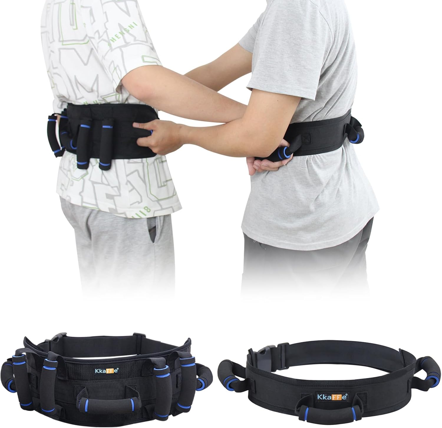 Gait Belt with Handles, Transfer Belt for Elderly, Patient Gait Belts, Transfer Belt Assist, Gait Belts for Seniors, Upgraded Using Rubber Handles (Black)
