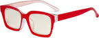 Eyekepper Ladies Computer Glasses - Blue Light Filter Readers Women- UV420 Protection Oversized Square Design Eyeglasses - Red