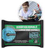 Surviveware Biodegradable Wipes Men or Women - Shower Wet Wipes Face, Body & Butt - Outdoors, Travel, Camping & Post Workout - Total of 32 Wipes - 32 Count, Pack of 1