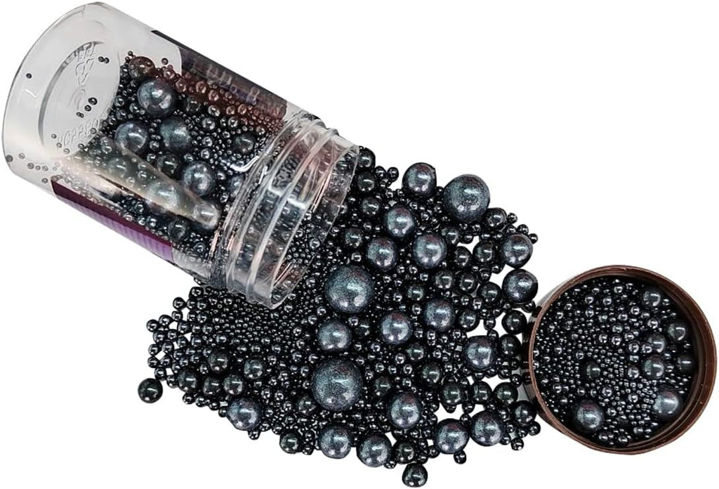 Edible Black Sugar Pearls Candy Sprinkles 120G/ 4.23Ounce Baking Cake Sprinkles Cupcake and Cake Topper Cookie Decorations Wedding Party Valentines Halloween Christmas Supplies
