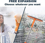 Professional Window Squeegee,2 in 1 Squeegee Window Cleaner with Long Stainless Steel Handle,Sponge Car Window Squeegee for Gas Station, Glass,Shower (Sponge Style)