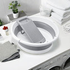 Large Collapsible Washboard Basin for Hand Washing Clothes - Portable Laundry Tub with Scrubber, Durable & Sturdy, Foldable Space-Saver, Ideal for Home, Travel, and Camping (Gray)