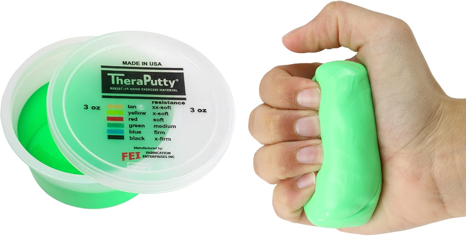 CanDo 10-2613 Theraputty Plus Hand Exercise Putty, Green, 3oz, Medium