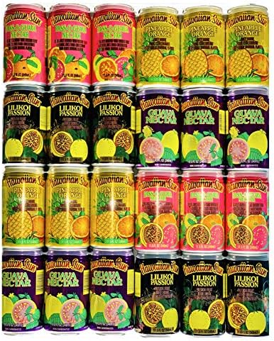 Hawaiian Sun Drinks 24 Pack Sampler (Pass-O-Guava,Pineapple-Orange, Lilikoi-Passion Fruit, Guava) 6 Pack of Each