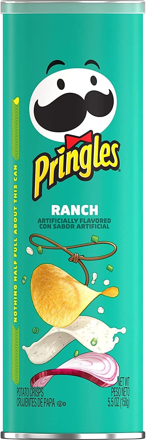 Pringles Potato Crisps Ranch, 5.9 oz Can (Pack of 12)