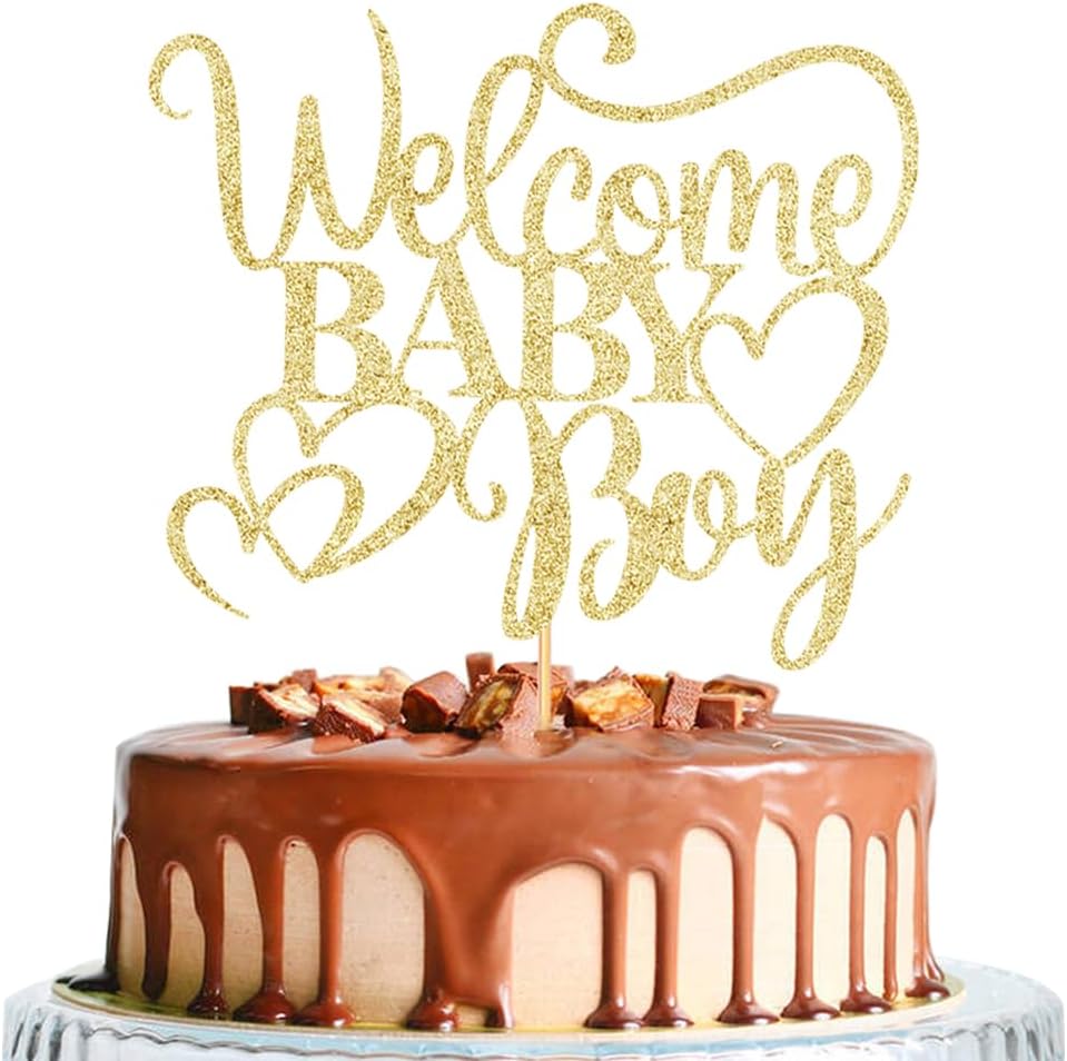 Welcome Baby Boy Cake Topper-aby Shower Cake Pick-Oh Baby Cake Toppers-Gender Reveal Party Decorations