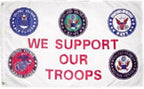 AES Support Our Troops 5 Branches Military Service 2x3 2'x3' Polyester Flag