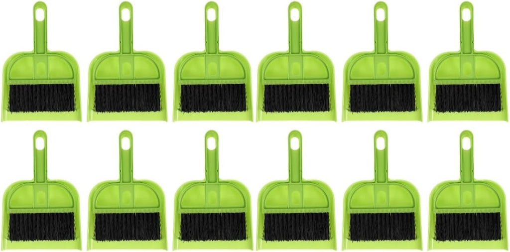 Healifty 12 Sets Dustpan Hand Broom and Shovel Small Broom and Dustpan Set for Desk Keyboard Pet - Portable Desktop Sweep Tools
