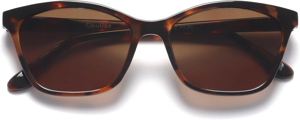 OPULIZE KAT Reading Sunglasses for Women Men, Cat-Eye Frame with Spring Hinges and Tinted UV400 Protection Lens, Brown Tortoiseshell+2.00 (Pack of 1)