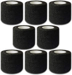 Tattoo Grip Cover Wrap - 8Pcs 2" x 5 Yards Disposable Cohesive Tattoo Grip Tape Wrap Black Elastic Bandage Rolls Self-Adherent Tape for Tattoo Machine Grip Tube Accessories, Sports Tape