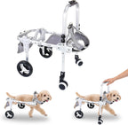 Pakalife Dog Wheelchair for Back Legs,Adjustable 4 Wheel Dog Strollers with Handle for Small and Medium Sized Injured Cats/Dogs,Durable Metal Rehabilitation Device(6.6-11pounds)