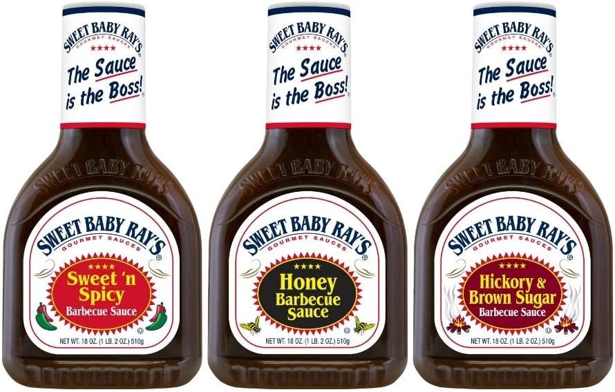 Sweet Baby Ray's Variety BBQ Sauce Set - Honey, Hickory, and Sweet 'n Spicy - 18 Oz Bottles, Pack of 3 for Flavorful Grilling and Culinary Adventures Galore (Variety Pack)