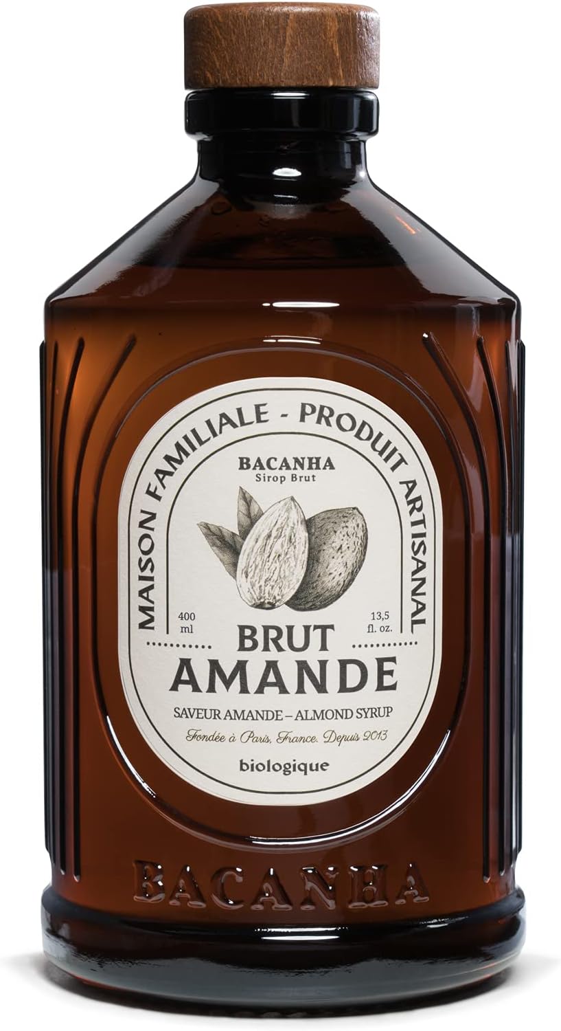BACANHA - Organic and Raw Syrup - Almond Syrup - For Coffee, Cappuccino, Latte and Cocktail - 400 ml