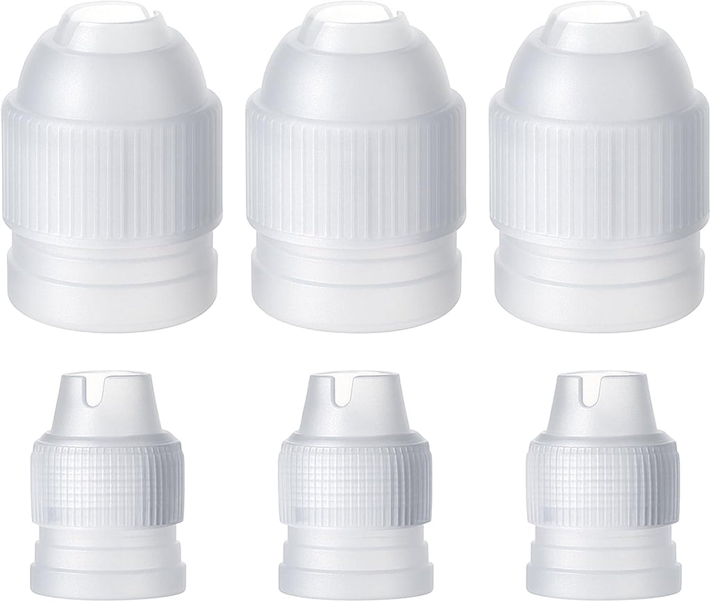 6 Pieces Couplers for Piping Bags Two Different Sizes Plastic Couplers of Large Size Cake Decorating Coupler White Pastry Bag Coupler for Piping Bags, Icing Nozzles