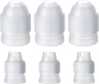 6 Pieces Couplers for Piping Bags Two Different Sizes Plastic Couplers of Large Size Cake Decorating Coupler White Pastry Bag Coupler for Piping Bags, Icing Nozzles