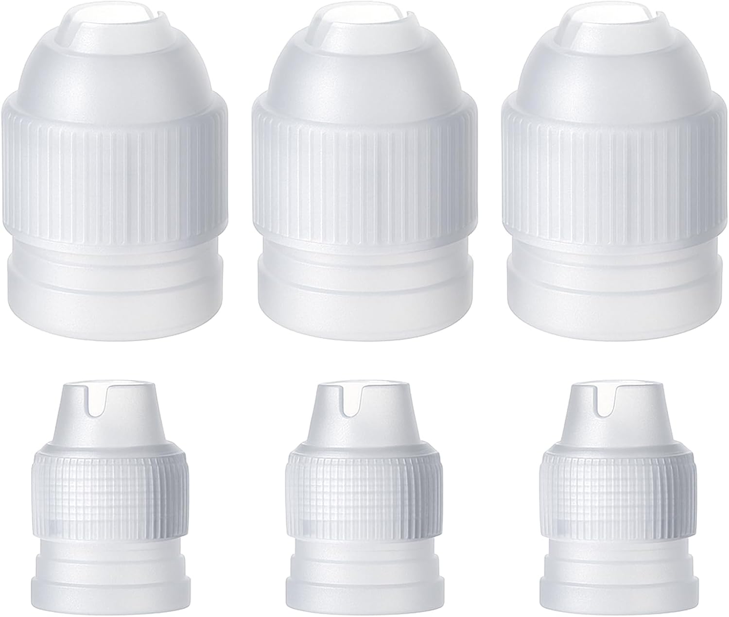 6 Pieces Couplers for Piping Bags Two Different Sizes Plastic Couplers of Large Size Cake Decorating Coupler White Pastry Bag Coupler for Piping Bags, Icing Nozzles