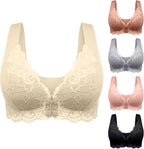 Seamless Bras for Women Front Closure No Underwire Bras Lace Breathable Push Up Bralette Convenient Comfort Bra