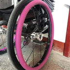 1 Pair 24-inch Rear Wheel Sports Wheelchair Non-Slip Wear-Resistant Silicone Hand Push Cover, Hand Wheel Snare Pads,Pink