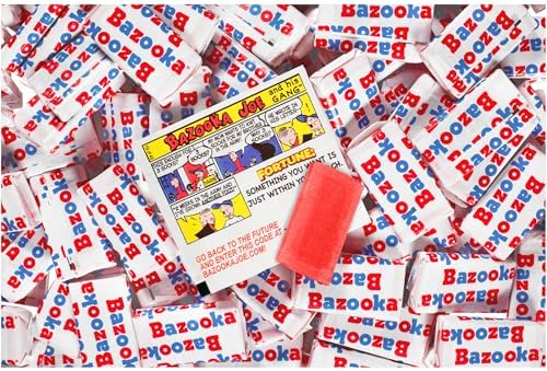 Bazooka Bubble Gum Bulk, 225 Count Tub of Chewing Gum Individually Wrapped, Old Fashioned 90's Candy for Baseball, Party Favors, Goodie Bags