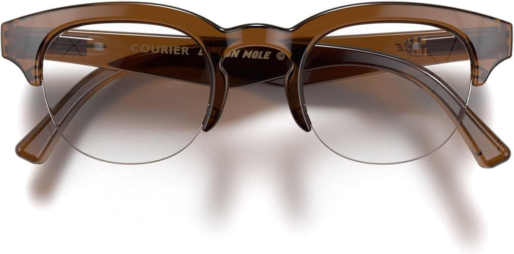LONDON MOLE® Courier fashion glasses | Clear lens Zeros | Vintage browline frames | Unisex Fit | Spring Hinges