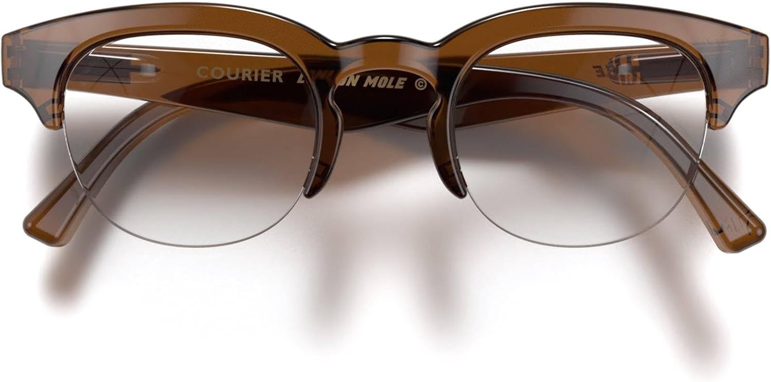 LONDON MOLE® Courier fashion glasses | Clear lens Zeros | Vintage browline frames | Unisex Fit | Spring Hinges