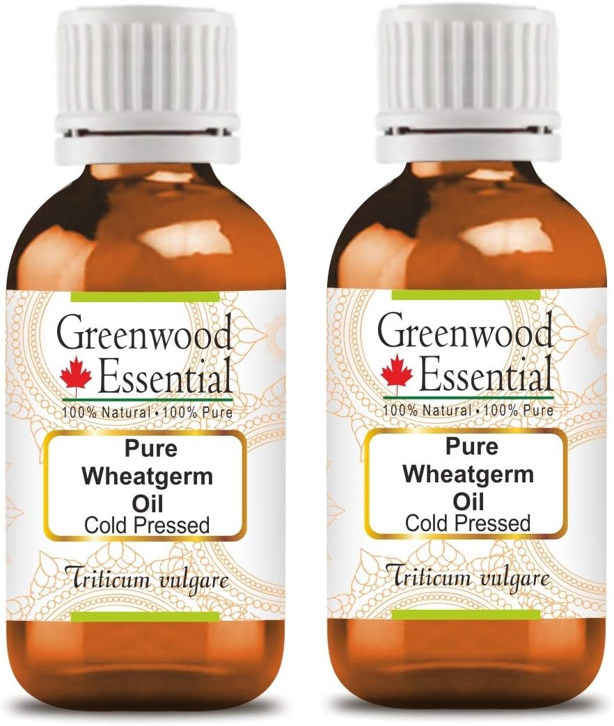Greenwood Essential Pure Wheatgerm Oil (Triticum vulgare) Cold Pressed (Pack of Two) 100ml X 2 (6.76 oz)