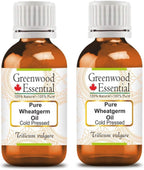 Greenwood Essential Pure Wheatgerm Oil (Triticum vulgare) Cold Pressed (Pack of Two) 100ml X 2 (6.76 oz)